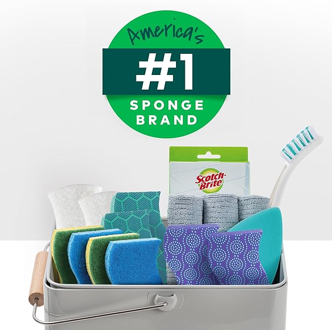 Scotch-Brite Multi-Purpose Kitchen Sponges, 16 Total (4 Packs of 4), Highly Absorbent Non-Scratch Dish Sponges, Plant-Based Fibers, Dishwasher-Safe, America’s #1 Sponge Brand