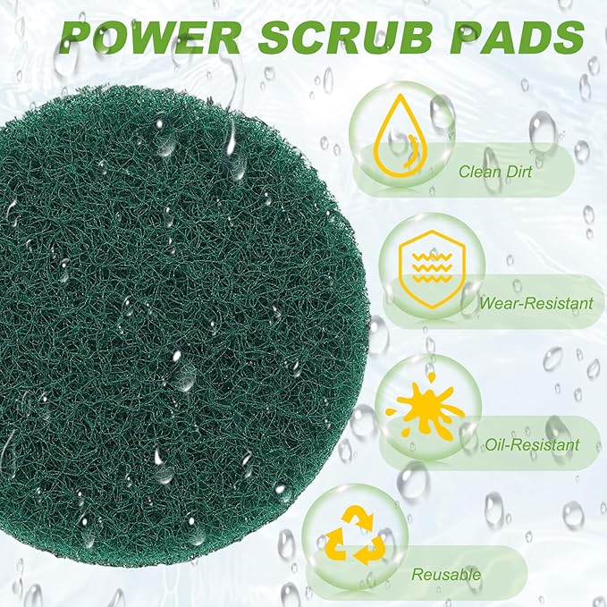 Power Scrub Pads, Scrubbing Pads 180 Grits Scouring Discs - Fitting for (Home Kitchen Cleaning - Drill Attachment - Scrubber Replacement) 6 Pcs & 5 Inch & Green