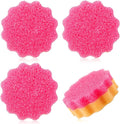 3 Pcs Dual Sided Scrub Sponge Multi Functional Cute Temperature Sensitive Non Scratch Dish Sponge for Washing Dishes Kitchen Bathroom(Flower,Pink)
