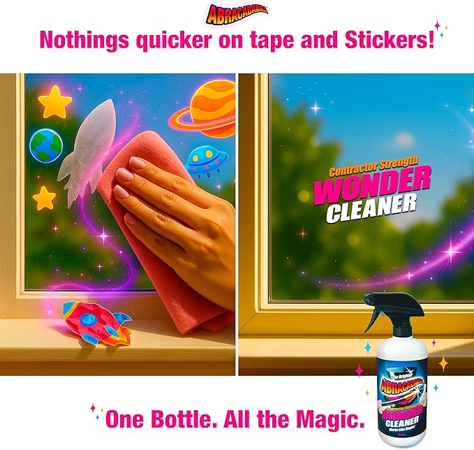 Abracadabra® Contractor Strength Wonder Cleaner - As Seen on TV - 16 fl oz - Gunk & Build up Remover - Removes Tar, Adhesives, Gum, Stickers, Sap, Oils & More on Most Surfaces - Better Stronger Faster