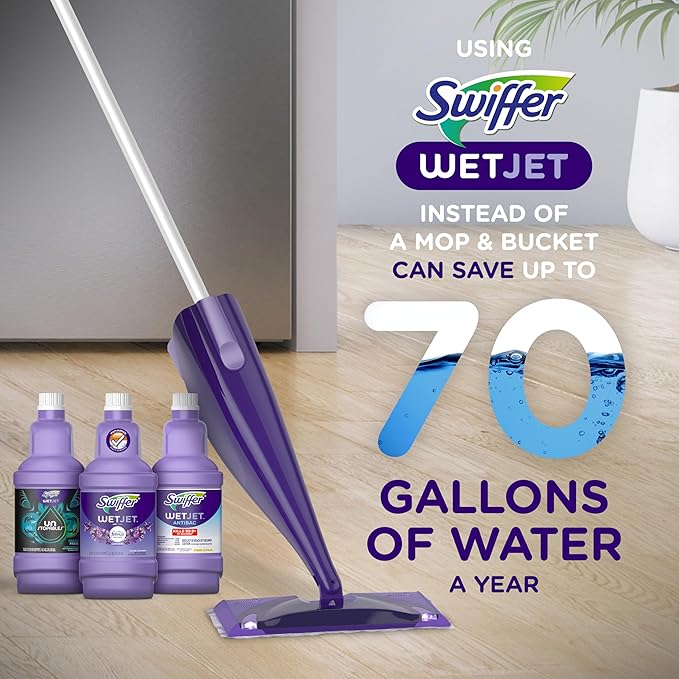 Swiffer Wetjet Hardwood Floor Mopping and Cleaning Solution Refills, All Purpose Cleaning Product, Open Window Fresh Scent, 1.25 Liter, 2 Pack (Packaging may vary)