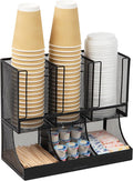 Mind Reader Multipurpose Countertop Organizer, Office Breakrooms, Cup and Condiment Station, Metal Mesh, Black