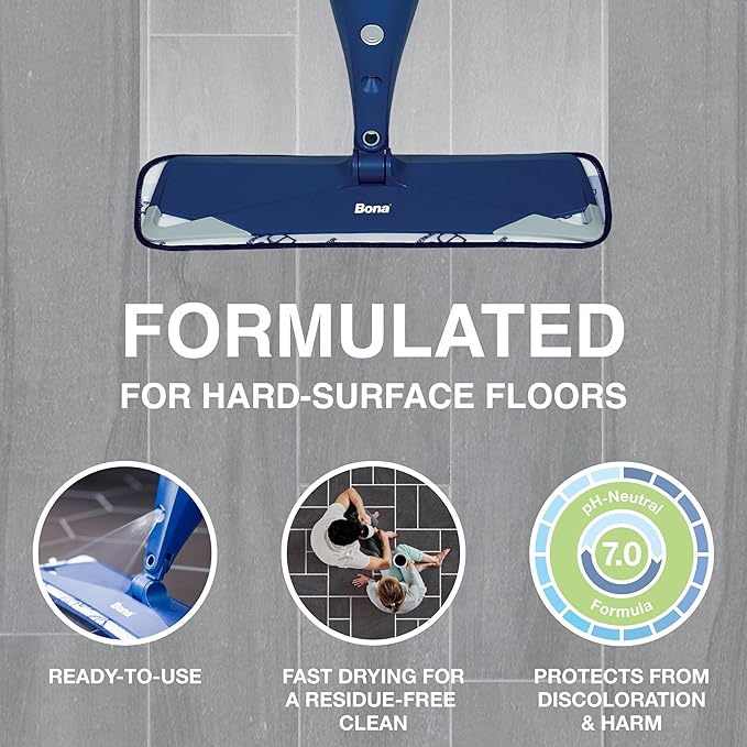Bona Multi-Surface Floor Cleaner Refill - 128 fl oz - Lemon Mint - Residue-Free Floor Cleaning Solution refill for Spray Mop and Spray Bottles - For Use on Stone, Tile, Laminate, and Vinyl Floors