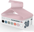 Neaties Plastic Hangers 30 Pack – Made in The USA – 6lb Capacity Standard Clothes Hangers with Strap Hooks for Dresses, Lingerie, Shirts, Pants, and Jackets – Pink