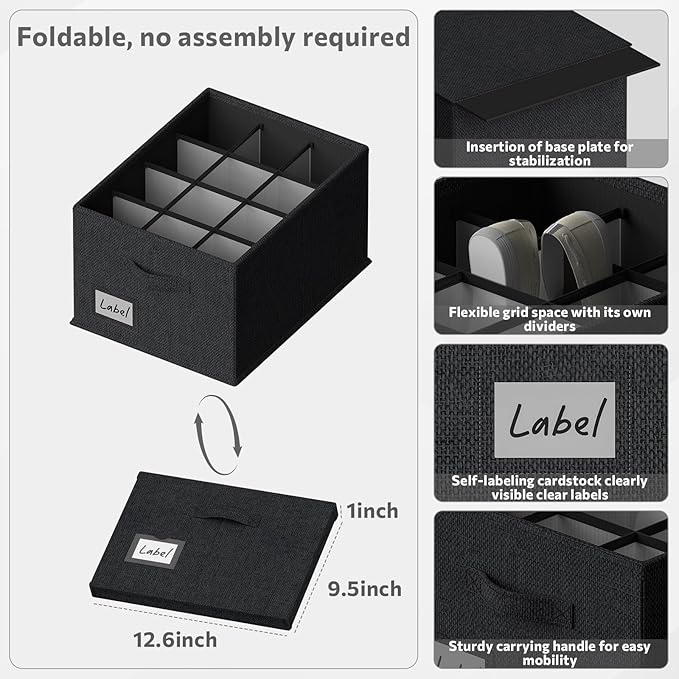 FHSQX 2 Pack Shoe Organizer for Closet,Fits up to 24 Pairs,Fabric Shoe Storage Bins,Large Shoe Box Storage Containers with Bottom Support for Shoes (Black, (16.5 * 12.6 * 9.5) x1)