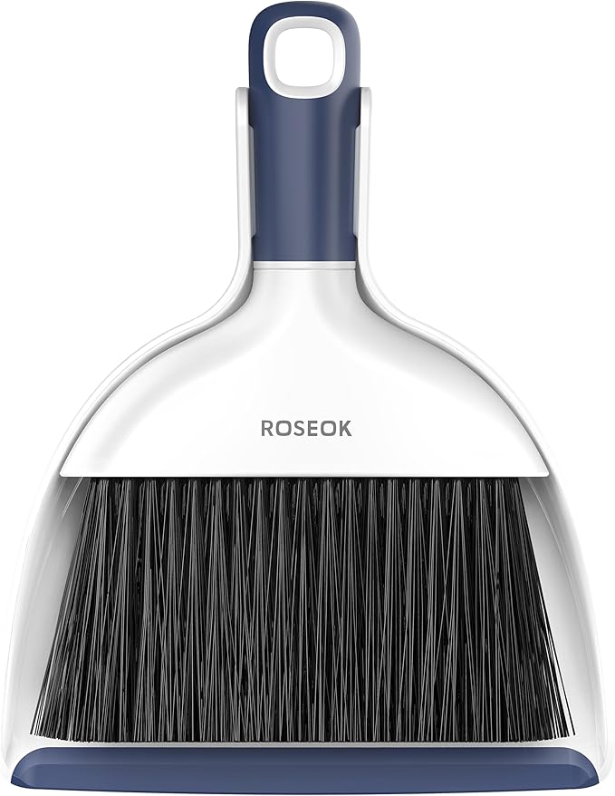 Mini Broom and Dustpan Set for Cleaning, Compact Desktop Dustpan with Brush for Kitchen Counter, Office, Car, Navy Blue, 1 Pack