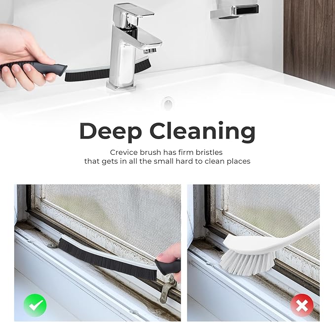 Cleaning Brush-Hard Crevice Cleaning Brushes, Multifunctional Window Groove Brushes, Grout Brush, Cleaning Tool for Bathroom, Kitchen, Toilet, Tile, Sink, Home (6, Green)