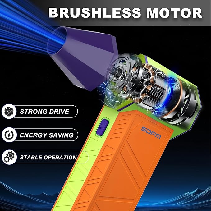 SDFM Electric Air Duster - 130000RPM Compressed Air Duster，3 Gear Adjustable Jet Dry Blower can Reusable Can for Computer Keyboard,Outdoors,Car,Home.… (Colorful)