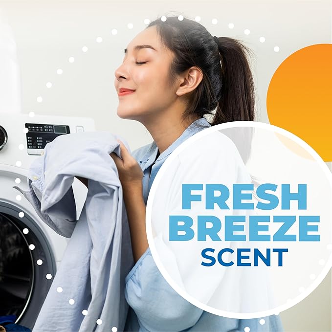 ARM & HAMMER Power Sheets Laundry Detergent, Fresh Breeze Scent, Dissolves in All Wash Temps, Lightweight and Travel-Ready, 60ct, Up to 120 Small Loads