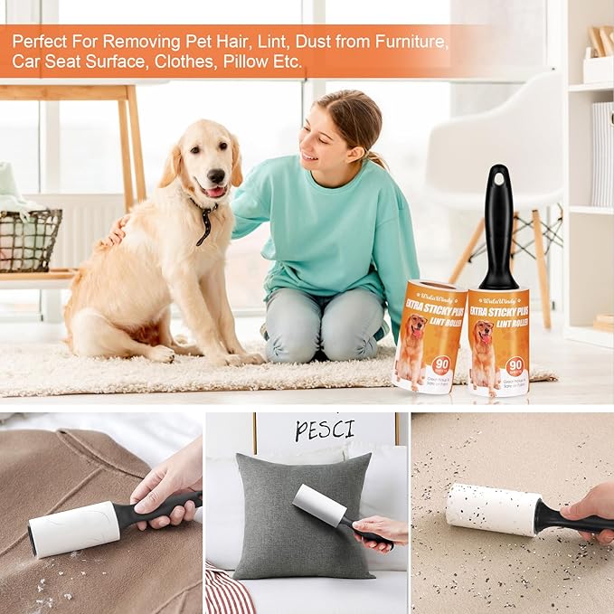 WulaWindy Lint Roller for Pet Hair, Extra Sticky Lint Rollers Pet Hair Remover for Clothes, Work Great on Pet Hair Value Pack (4 Pack) (8 Pack)