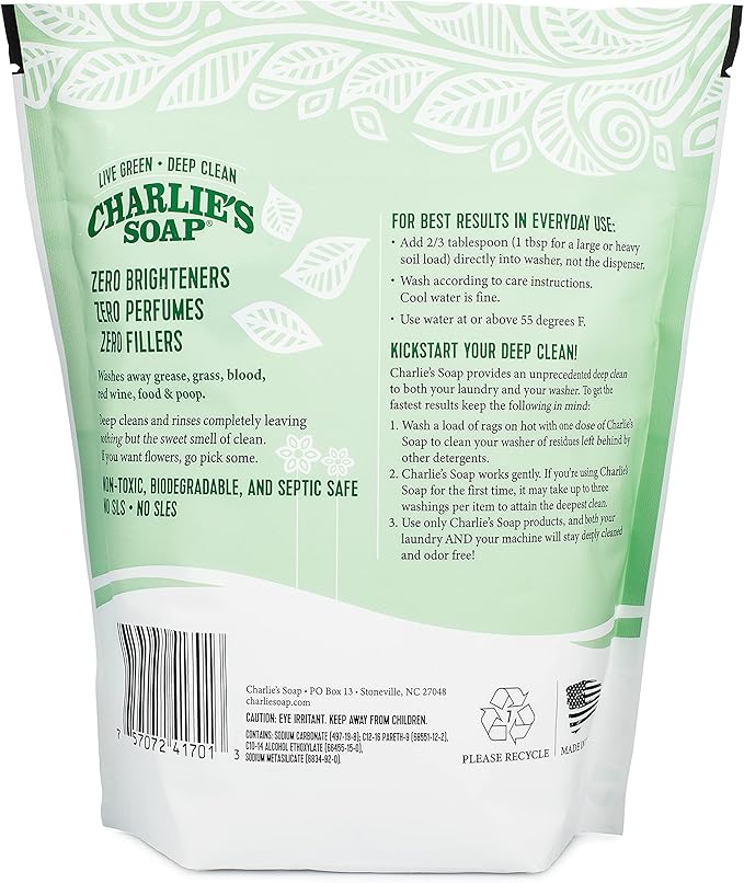 Charlie’s Soap Laundry Powder (100 Loads, 6 Pack) Hypoallergenic Deep Cleaning Washing Powder Detergent – Eco-Friendly, Safe, and Effective