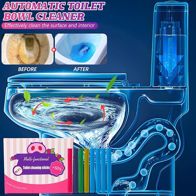 Multi-functional Deodorizing Toilet Cleaning Sticks, Toilet Bowl Cleaners Drop In Tank, Toilet Tank Cleaner Cleaning Perfume Stick for Bathroom Home Use, Long-Lasting Freshness(2sets, 16 pcs)