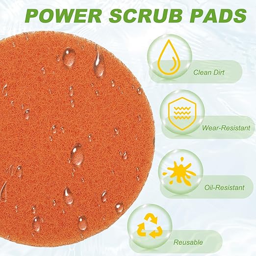 Power Scrub Pads, Scrubbing Pads 2000 Grits Scouring Discs - Fitting for (Home Kitchen Cleaning - Drill Attachment - Scrubber Replacement) 8 Pcs & 4 Inch & Orange