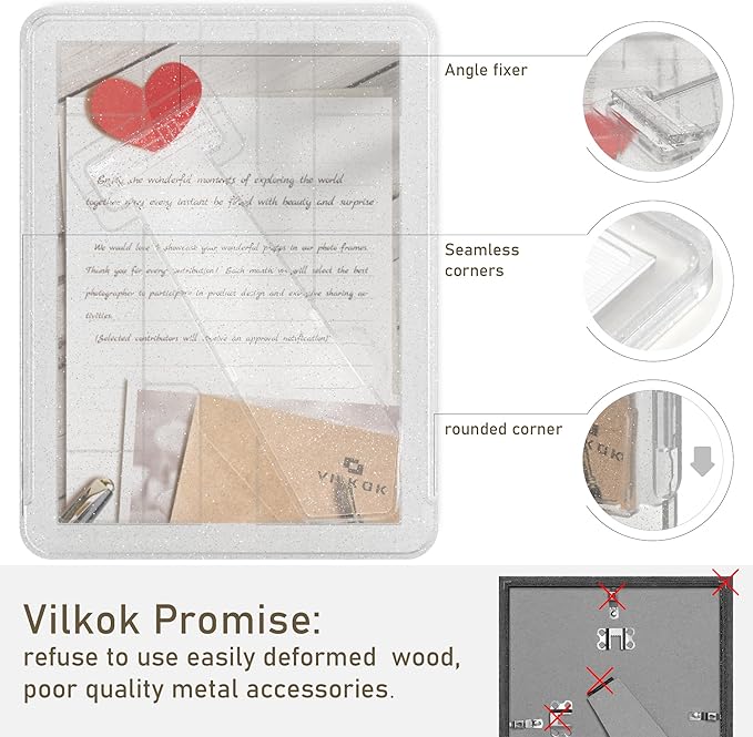 5x7 Picture Frame, Clear Acrylic Photo Frame with White Mat for 4x6 Photos, One-Piece Shatterproof Tool-Free Design, UV-Resistant Waterproof Tabletop Frame for Home Office Decor with 10-Year Warranty