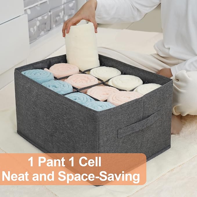 EASEVE Closet Organizers and Storage Bins for Clothes - 12 Cell Drawers Organizer Grid Storage Box for Jeans Pants Sweater Towel T-shirts, Wardrobe Shelf Dividers Closets Organization (1 Pcs)