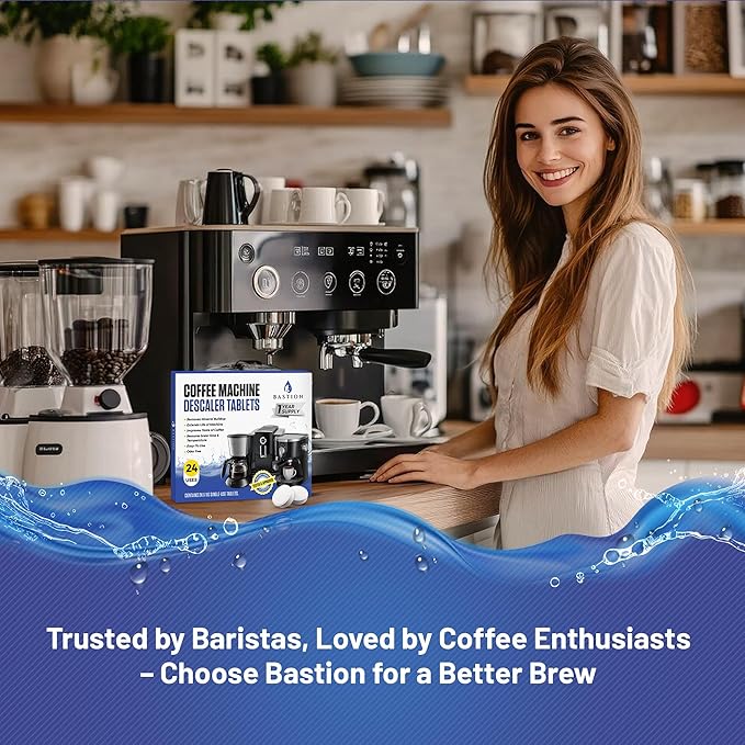 Bastion Washing Machine Cleaner Tablets (24 Ct) + Coffee Machine Descaler Tablets – Deep Cleaning Combo for Appliances – Removes Odors, Limescale & Residue