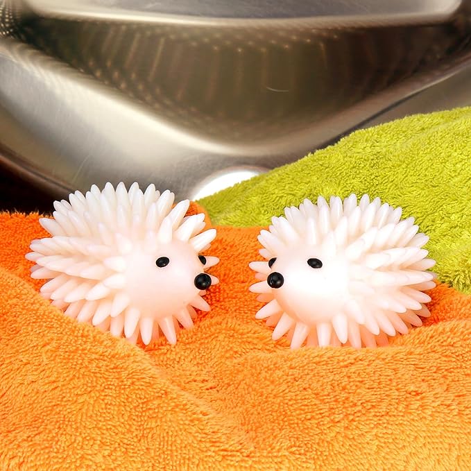 Kikkerland Set of Two Reusable Dryer Buddies for Laundry – Fabric Softener Dryer Balls – Control Static, Remove Wrinkles, Dry Clothes Faster, Hedgehogs