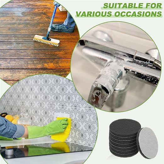 Power Scrub Pads, Scrubbing Pads 800 Grits Scouring Discs - Fitting for (Home Kitchen Cleaning - Drill Attachment - Scrubber Replacement) 8 Pcs & 4 Inch & Dark Gray
