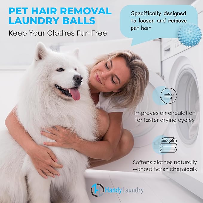Handy Laundry Reusable Laundry Dryer Balls - A Natural Alternative to Fabric Softener, Reduce Drying Time and Save on Energy, Soft Fluffy Clothes, Fewer Wrinkles, Less Static Cling (Pack of 4)