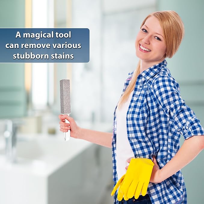 Amazon Brand | 6 Pack Ring King Pumice Stone Toilet Bowl Cleaner with Handle | Effectively Removes Stubborn Limescale from Tile, Shower Door and Bathtubs. Best Calcium, Lime, and Rust Remover.
