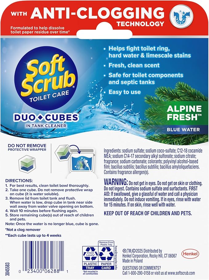 Soft Scrub In-Tank Toilet Cleaner Duo-Cubes, Alpine Fresh, 2 Count (7 Pack)