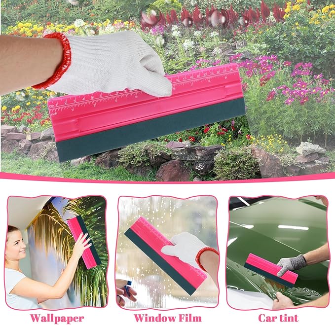 Wallpaper Smoothing Tool, Professional Vinyl Squeegee with Ruler Felt Squeegee for Vinyl Decals Sticker Paper Wallpaper Window Film Tools