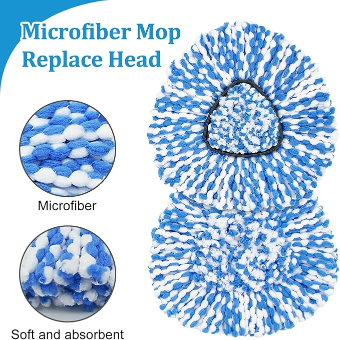 Spin Mop Handle, Mop Heads Replacements,Scrubber Brush and Mop Base Compatible with Ocedar RinseClean 2-Tank System, Mop Handle and Head Replacement Combo Set for Wet Dry Use Floor Cleaning