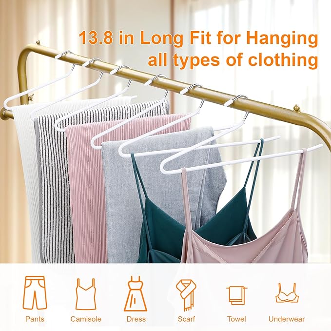 MOPALL Clothes Hanger 30 Pack, Pants Hangers Space Saving Heavy Duty Coat Hangers for Closet, Non Slip PVC-Coating Metal Hangers for Pants, Jeans, Scarfs and Towels
