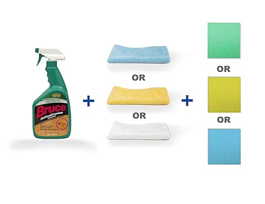 Bruce 32 fl oz Hardwood and Laminate Floor Cleaner Spray with One Blue Microfiber Cleaning Cloth and One Yellow Sponge Cloth
