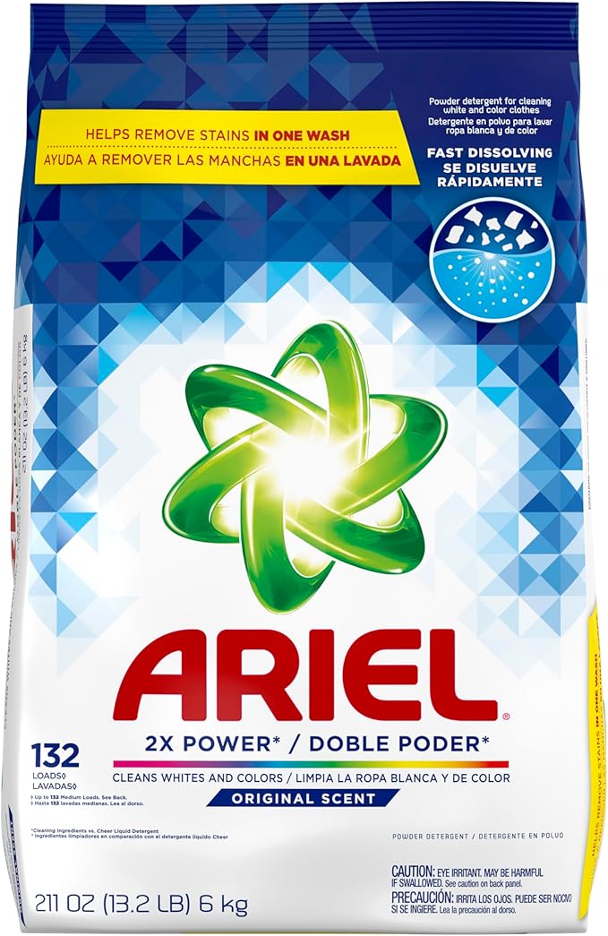 Ariel Powder Laundry Detergent, Original Scent, 211 oz, 132 Loads