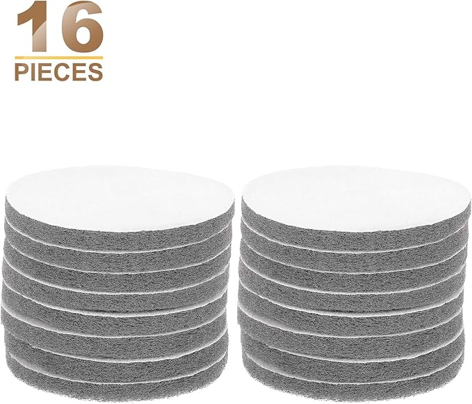 HARFINGTON 16pcs Scrubber Scouring Pads 800 Grits 5 Inch Drill Power Brush Hoop and Loop Surface Conditioning Disc Drill Scuffing Disc Scrub Pads for Home Kitchen Cleaning, Gray