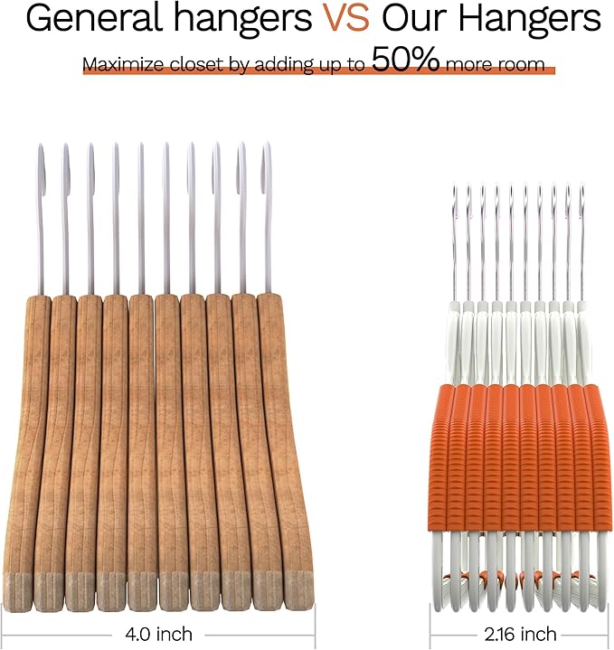 60 Pack Heavy Duty Plastic Hangers, Non Slip Clothes Hangers with Rubber Pads and 360° Hook - Thin Space Saving Hanger, Closet Organizer for Shirt, Pants, Suit, Skirt, Coat - Orange