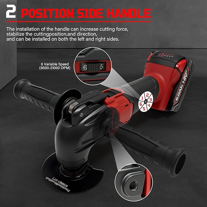 Oscillating Multi Tools for Milwaukee 18V Battery, Multi-Use Grinding Tool, 4°Oscillation Angle, 6 Variable Speeds, Quick-fit Blade Design with 22pcs Accessories for Cutting, Sanding, Scraping