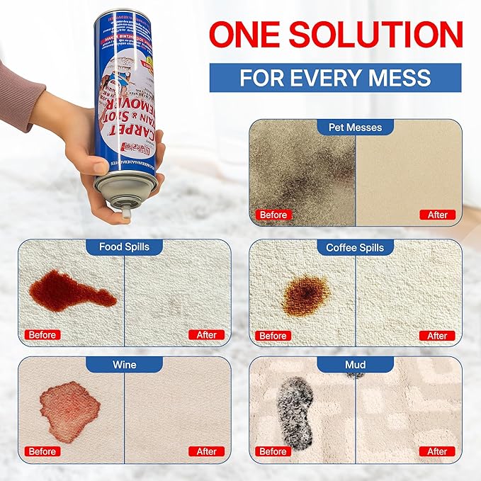 Carpet Spot Remover, Stain and Red Wine Remover and Spot Treatment for Oil, Grease, Urine, Cleaning Performance for Rugs, Upholstery, Fabrics. Pack of 2