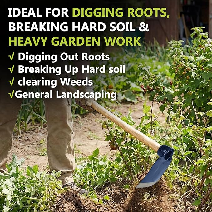 Hoe Head 1.6 Lb, 4-1/2" Blade Width, 1-3/4" Diameter Hole, Grub Hoe Head Steel Garden Tool for Tough Soil, Garden Hacking, Landscaping, Farming or Yard Work