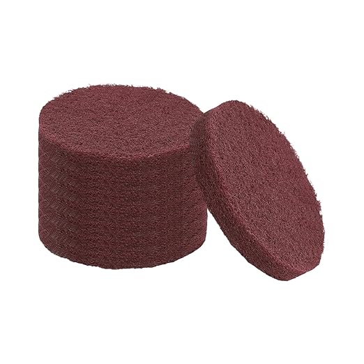 uxcell 8Pcs Scrubber Scouring Pad, 3 Inch 400 Grits Drill Power Brush Hoop and Loop Scrub Pads Discs Polishing Pad for Household Furniture Automotive Cleaning, Red