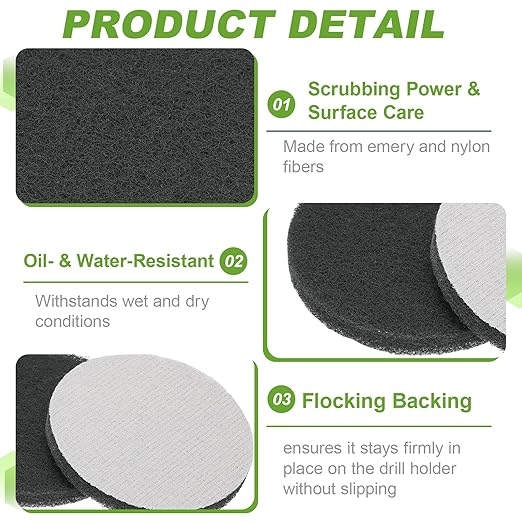 Power Scrub Pads, Scrubbing Pads 800 Grits Scouring Discs - Fitting for (Home Kitchen Cleaning - Drill Attachment - Scrubber Replacement) 16 Pcs & 4 Inch & Dark Gray
