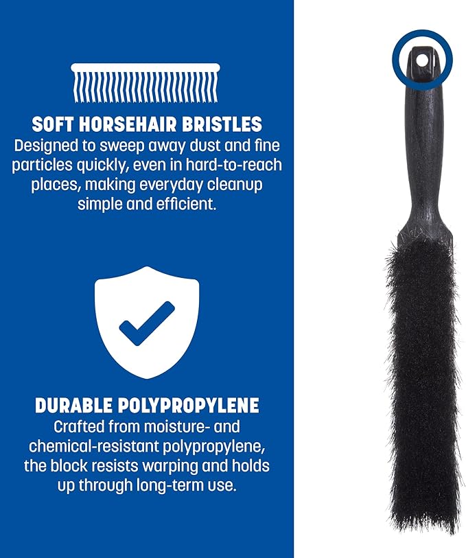 SPARTA 3622503 Flo-Pac Plastic Handle Counter Brush, Horsehair Blend Bristles, 2-1/2" Bristle Trim, 8" Length, Black (Pack of 3)