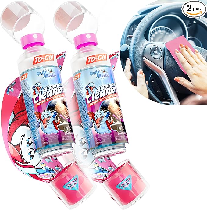 Travel Spray Bottle With Microfiber Cap - All Purpose Cleaner - Lavender (2 Pack)