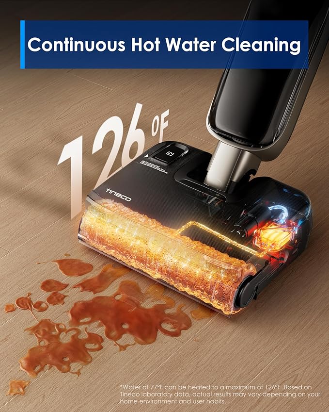 Tineco Floor ONE S9 Master Wet Dry Vacuum Cleaner, ThermoBlast Tech & Hot Water Vacuum Mop, 23kPa Suction, 65 Min Runtime, 185°F Flashdry, 3.9inch Ultra-Slim Stretch Mop