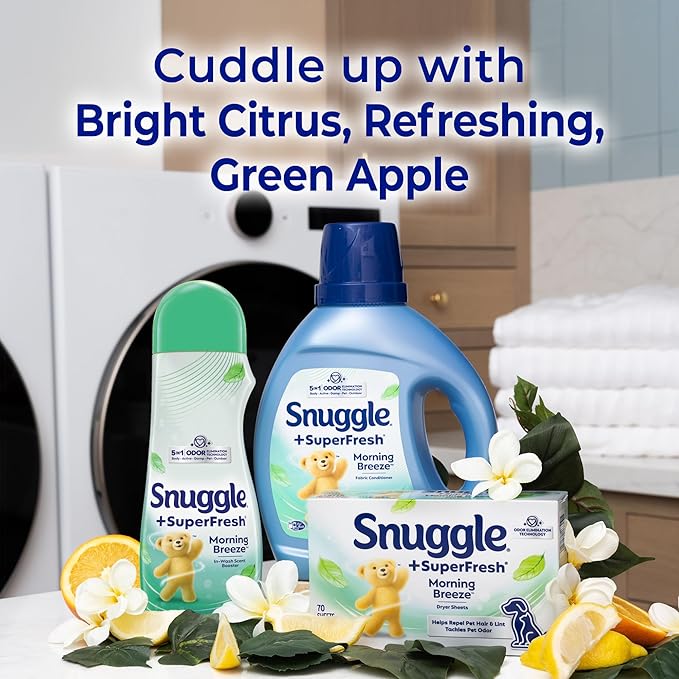 Snuggle SuperFresh In Wash Scent Booster, 21 Oz, Pack of 4, Morning Breeze, Laundry Beads for Long-Lasting Freshness, Fragrance Enhancer for Clothes, Bedding & Activewear, HE Safe