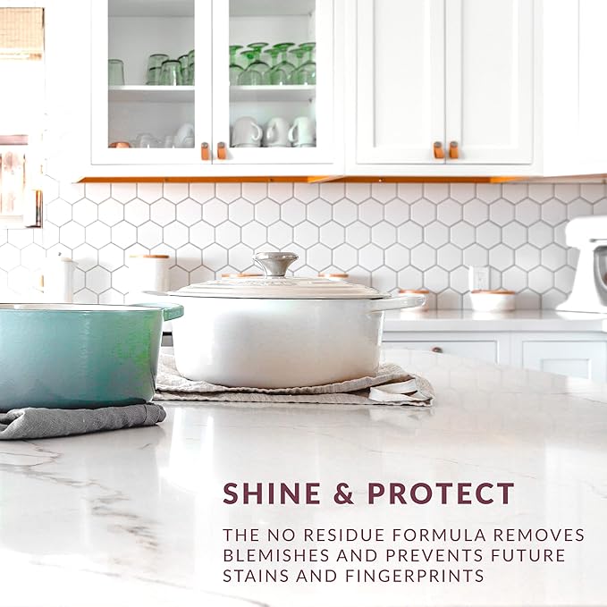 HOPE'S Countertop Restoration Polish, Streak-Free Kitchen Counter Cleaner, No Buildup on Countertops, Quartz, Marble, Corian, Composite, and Granite Polish, 8 Fl Oz, Pack of 12