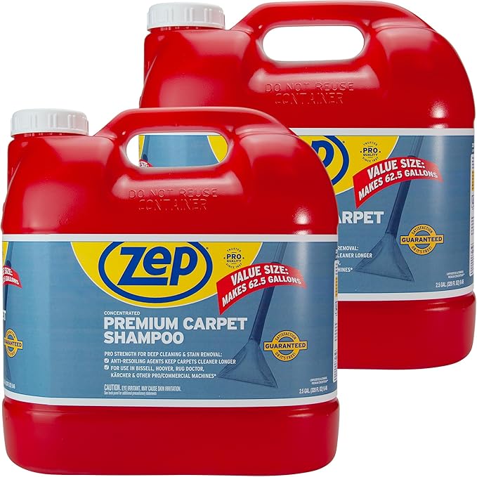 Zep Premium Carpet Shampoo - 2.5 Gal (Case of 2) - ZUPXC320 - Deep Cleaning and Stain Removal, For Carpet Machines