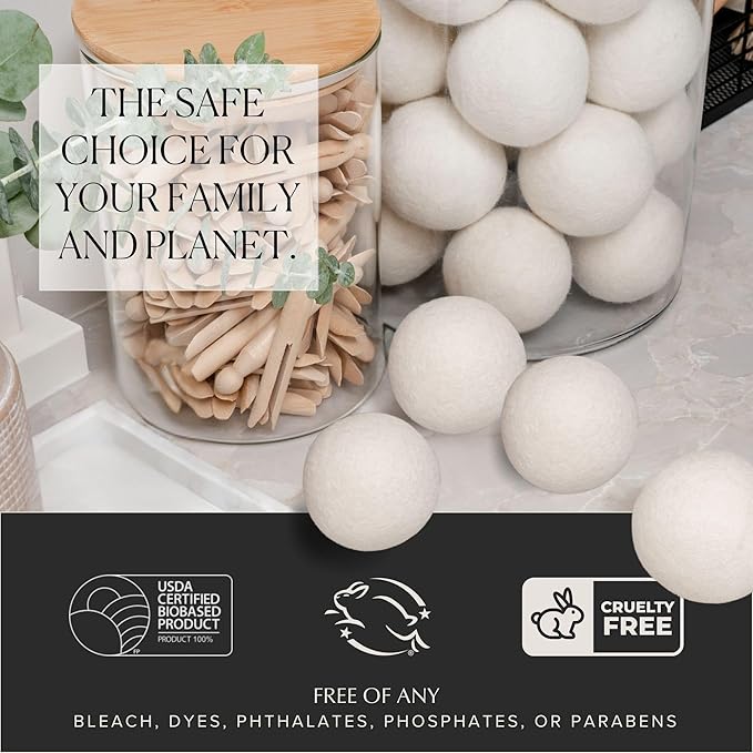 L’avant Collective Set of 3 Reusable Wool Balls for Dryer | Eco Non Toxic Natural Wool Dryer Balls | New Zealand Wool for Drying Clothes | Premium & Essential Wool Dryer Ball Reducing Clothes Wrinkles