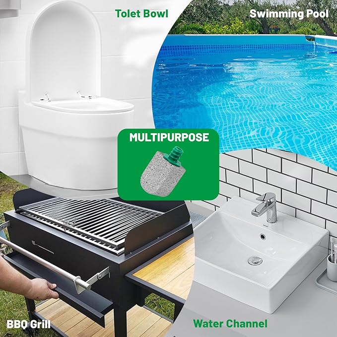 Pumice Stone Toilet Bowl Cleaner,Bathroom Cleaner Brush Toilet Wand Refills with 30CM Long Handle for Remove Hard Water Stains with 1 Wand+ Pumice Stones (5 Pack)