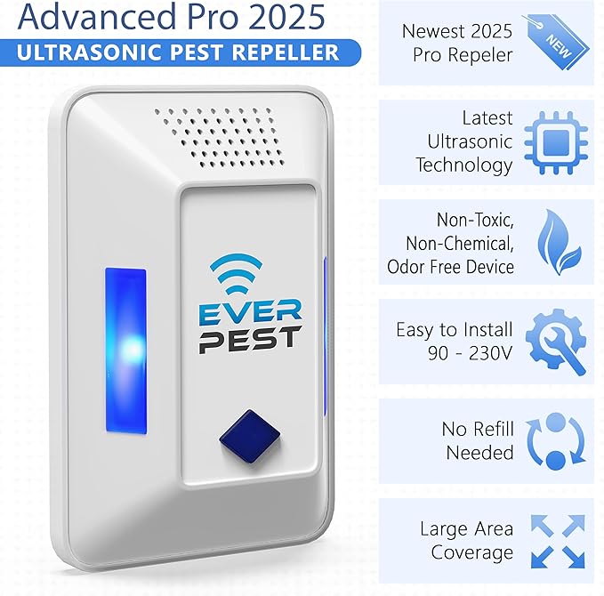 Ultrasonic Pest Control Repeller (2-Pack) Plug in Flea Rat Roach Mosquito Cockroaches Rodent Spider Scorpion Fruit Fly Insect Indoor Plug Getter Robo