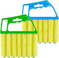 Geiserailie 2 Pcs Window Venetian Blind Cleaner Duster Tool Washable 7 Fingers Dusting Cleaner and Air Vent Shutter Brush Blinds Air Conditioner Fan Duster Dirt Housekeeping Tool (Blue Green)