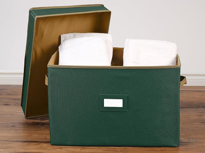 Covermates Keepsakes - Storage Box - Heavy Duty Polyester - Reinforced Handles - ID Window - Indoor Storage - Closet Storage, Green