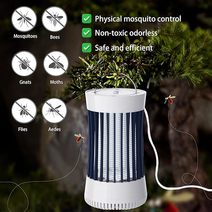 2 Packs Indoor Electric Bug Zapper with Fan, 2-in-1 Plug-in 1500V High Voltage Mosquitoes Killer with Hanger, Small Fly Insects Lamp Trap Catching Moth Gnat Fruit Flies, White & Black