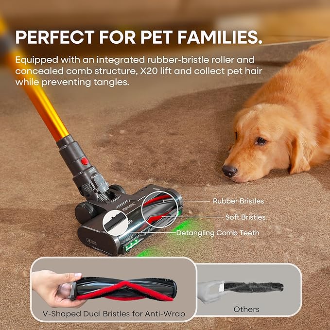 KIPMAX Cordless Vacuum Cleaner, 50KPa 550W Stick Vacuum for Home, 70Mins Anti-Tangled Vacuum Cleaner for Pet Hair/Carpet/Floor, Self-Standing Vacuum with Rechargeable Battery, LED Display&Aromatherapy